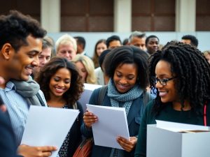 Oameni votând la un birou electoral, diversitate și angajament.