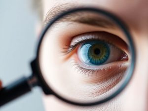 Ochi care privește prin lentilă