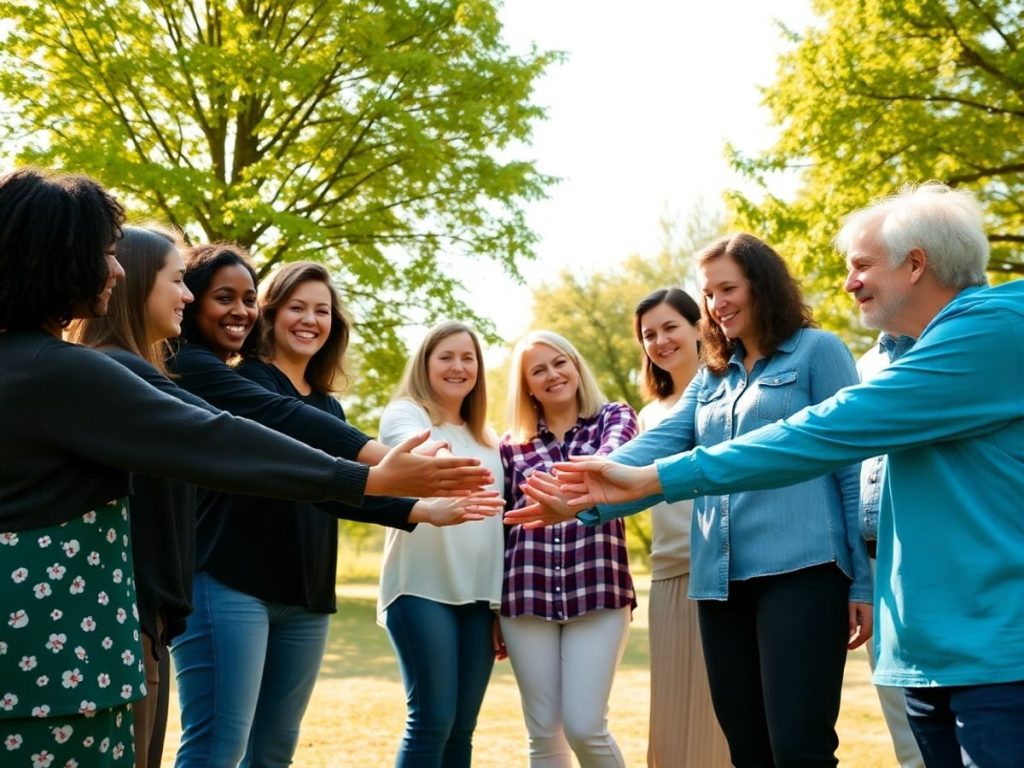 Oamenii se țin de mână pentru unitate.