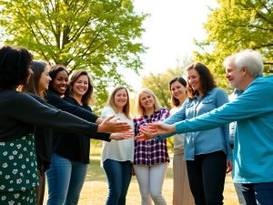 Oamenii se țin de mână pentru unitate.